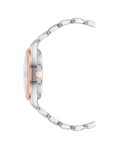Bicolor Day and Date Analog Quartz Watch One Size Women