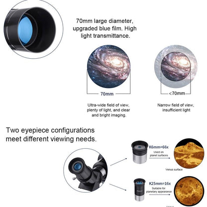 High Definition Astronomical Telescope with Tripod and Phone Clip - Dark Blue