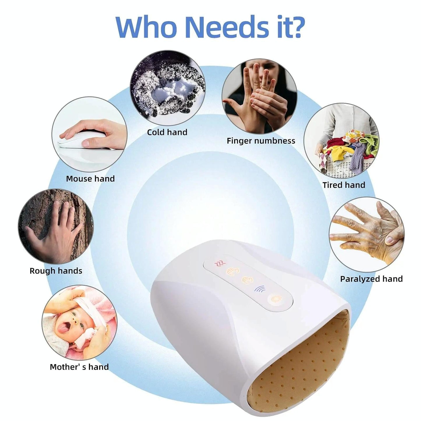 Hand Massager With Heat 3 Intensity Levels Convex Point Massage