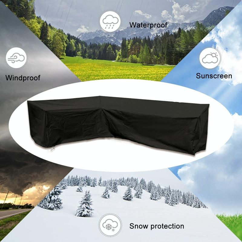 215x215x87cm Black Outdoor Corner Sofa Table Cover for Garden Furniture