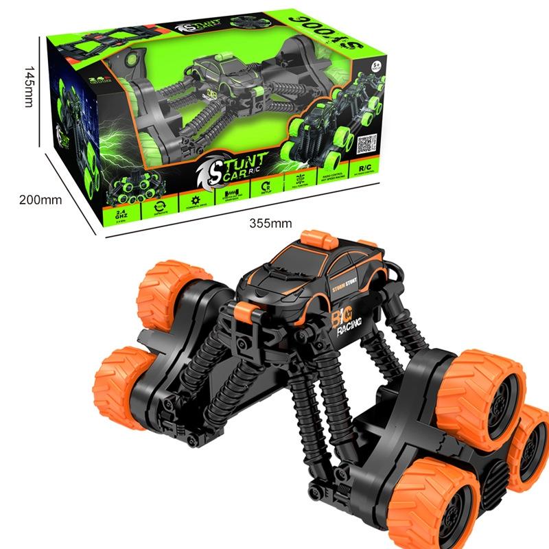 Telescopic Deformation Rc Stunt Car - Off-road Tumbling Climber - Black Orange