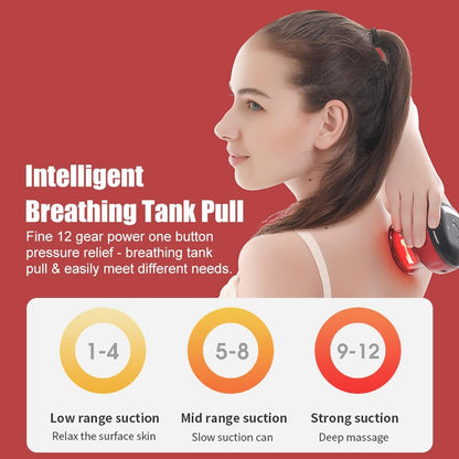 12-Speed Electric Cupping Massage Device Fast Charging - Blue