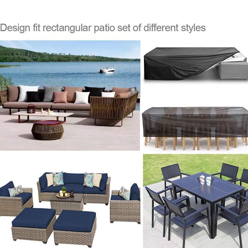 Waterproof Outdoor Furniture Cover - Protects Table and Chairs from Dust and Uv Rays - 205x104x71cm - Black