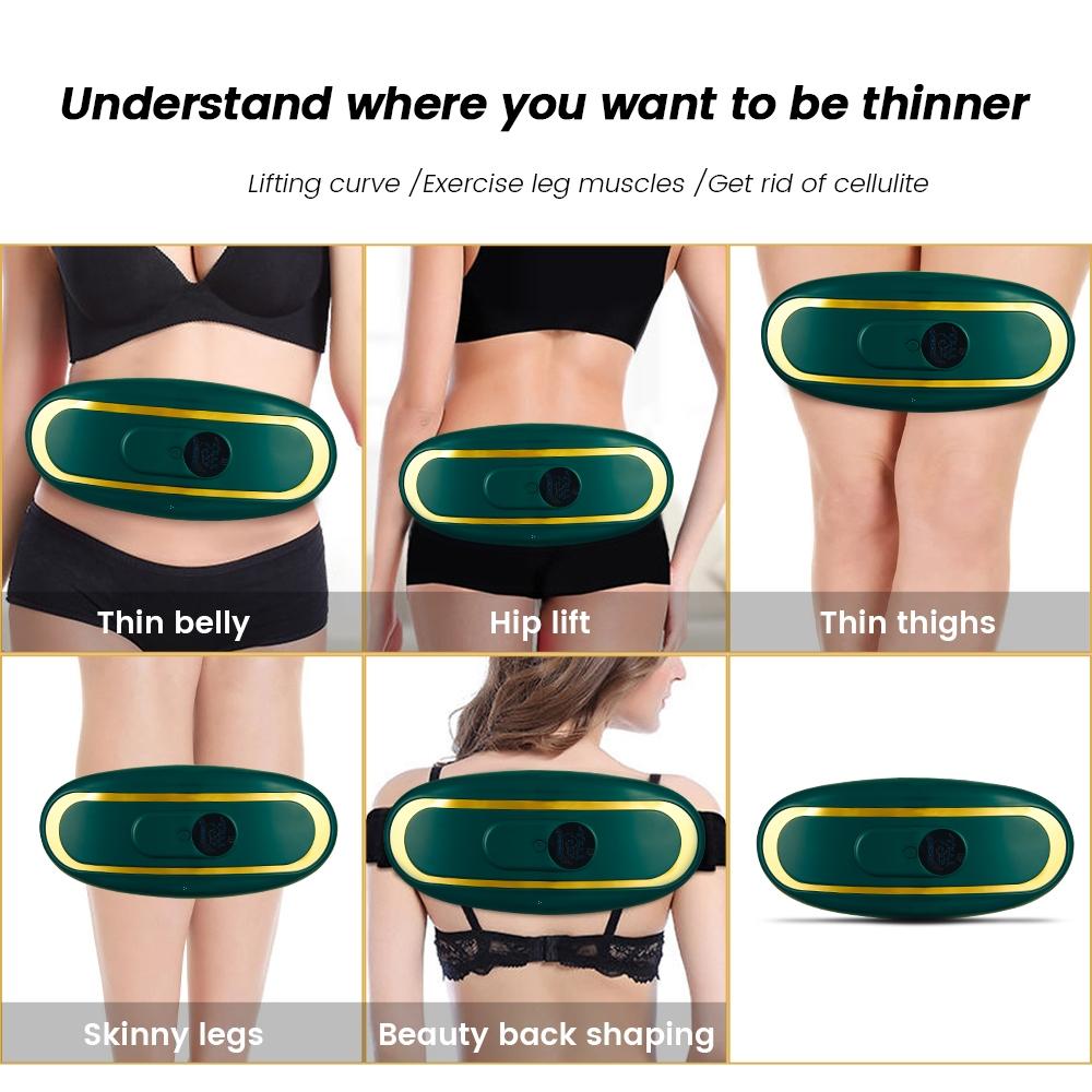 Hot Compress Abdominal Massage Belt For Menstrual Relief Green - White