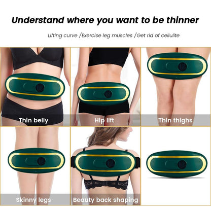 Hot Compress Abdominal Massage Belt For Menstrual Relief Green - White