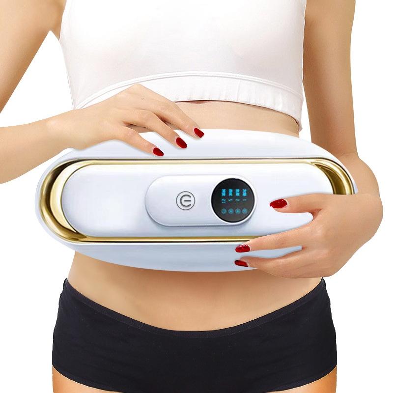 Hot Compress Abdominal Massage Belt For Menstrual Relief Green - White