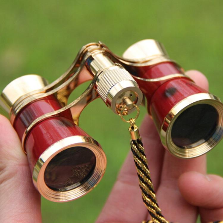 Chrome Double Cylinder Telescope with Handle - 3 x 25 Lady - Pearl White