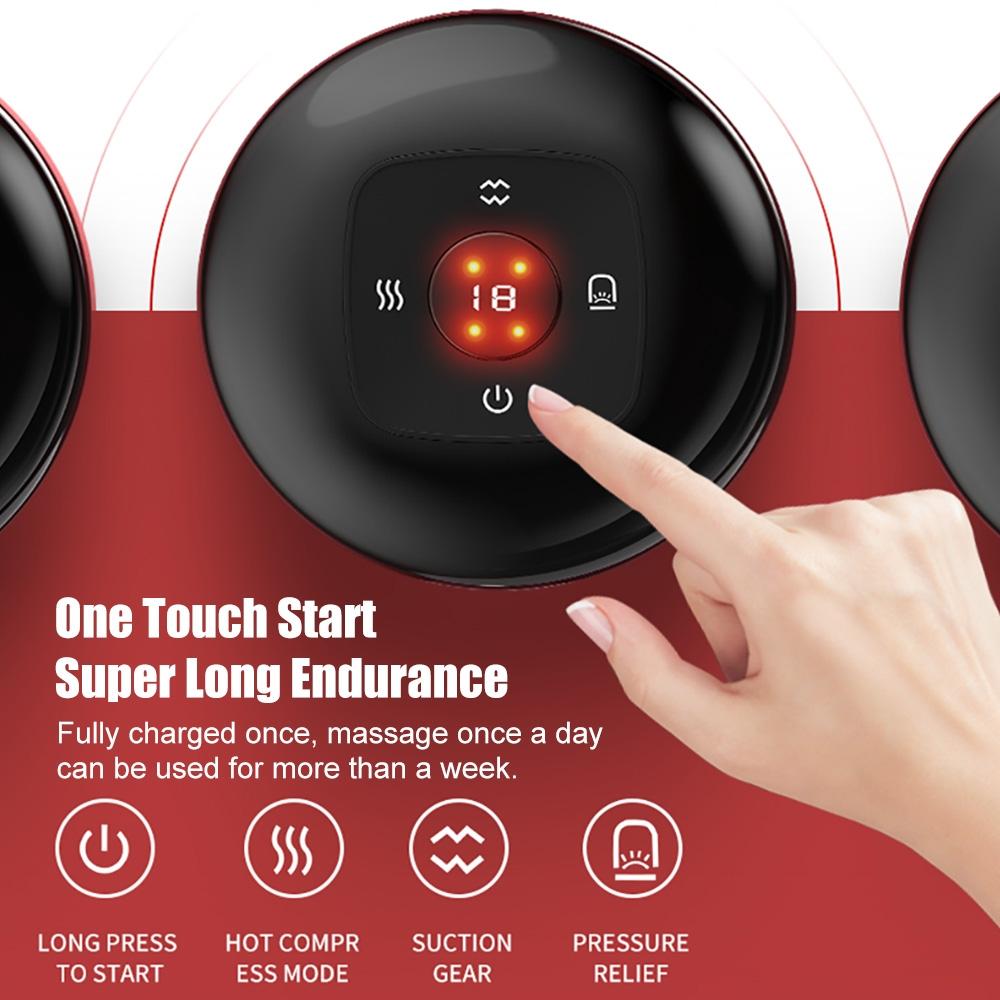 12-Speed Electric Cupping Massage Device Fast Charging - Black