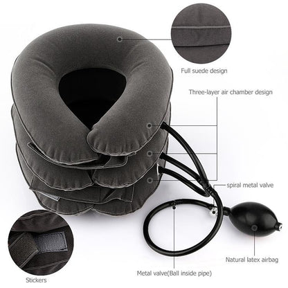 Full Cashmere Cervical Traction Instrument Neck Massage & Support - Black