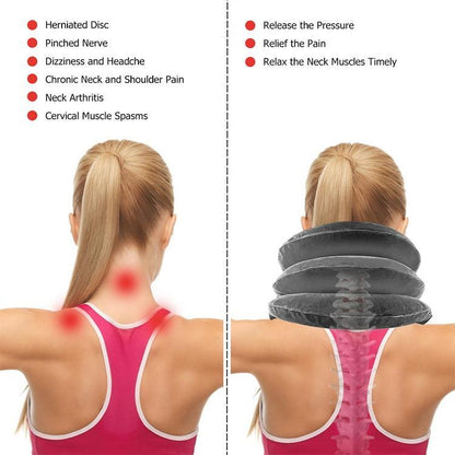 Full Cashmere Cervical Traction Instrument Neck Massage & Support - Black