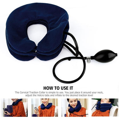Full Cashmere Cervical Traction Instrument Neck Massage & Support - Black
