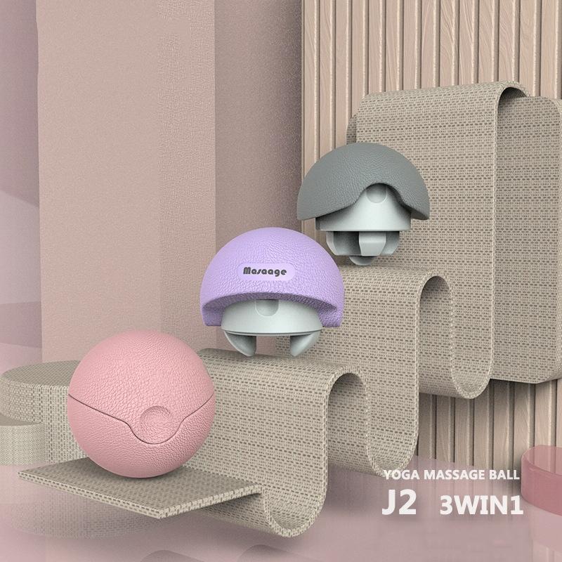 3-In-1 Fitness Yoga Massage Ball Cervical Meridian Massager - Gray
