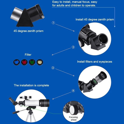 High Definition High Times Astronomical Telescope with Tripod - Blue 16x / 66x70