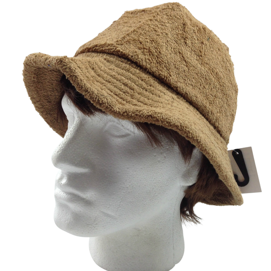 Terry Towelling BUCKET HAT Daggy Fishing Camping Lad Cap Retro  100% COTTON - Tan Brown - XXL