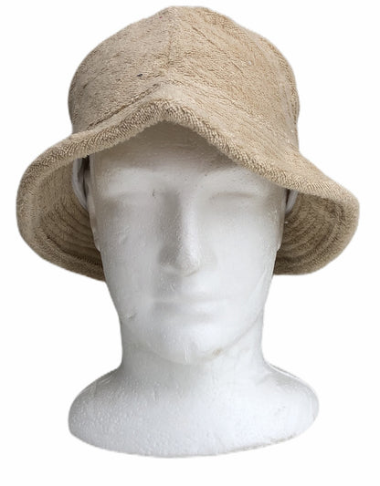 Stingy Brim Terry Towelling Bucket Hat Daggy Fishing Camping Lad Cap 100% COTTON - Beige - S/M