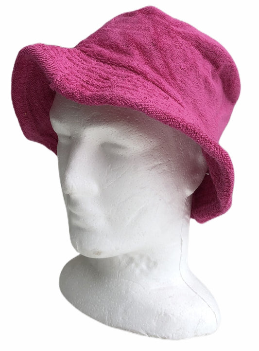Stingy Brim Terry Towelling Bucket Hat Daggy Fishing Camping Lad Cap 100% COTTON - Fuchsia - S/M