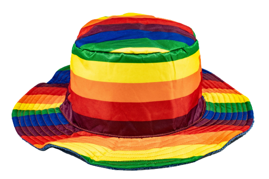Stingy Brim Terry Towelling Bucket Hat Daggy Fishing Camping Lad Cap 100% COTTON - Rainbow/Blue - L/XL (58-59cm)
