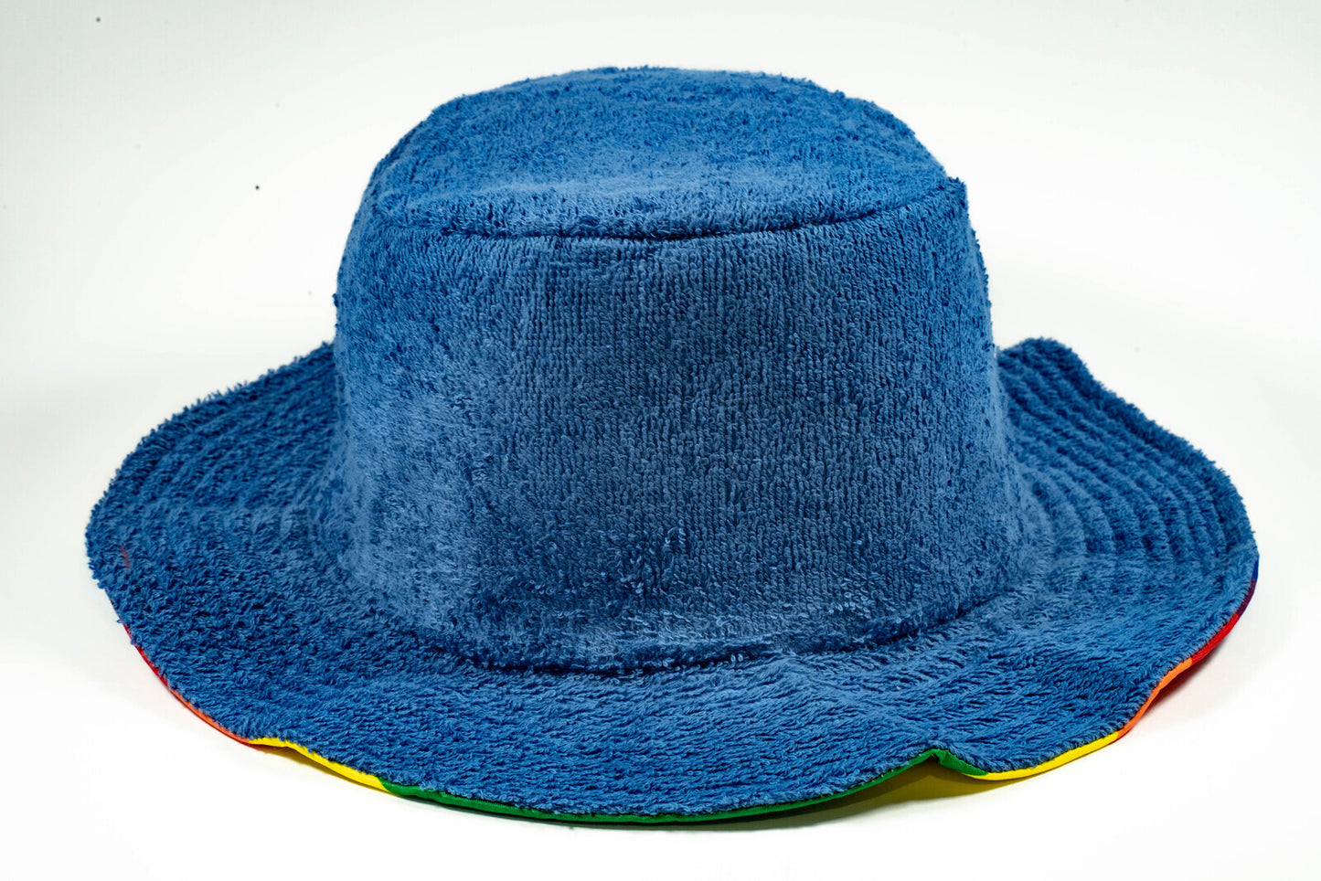 Stingy Brim Terry Towelling Bucket Hat Daggy Fishing Camping Lad Cap 100% COTTON - Rainbow/Blue - XXL (59-60cm)