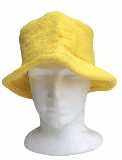Stingy Brim Terry Towelling Bucket Hat Daggy Fishing Camping Lad Cap 100% COTTON - Yellow - S/M