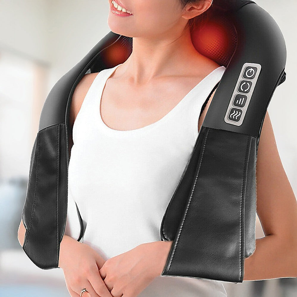 Shiatsu Neck & Back Massager With Heat — Deep Kneading Massage Pillow For Shoulders
