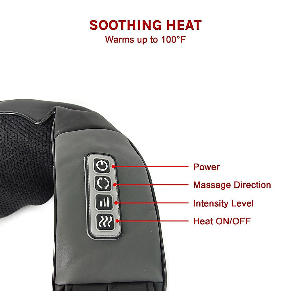 Shiatsu Neck & Back Massager With Heat — Deep Kneading Massage Pillow For Shoulders