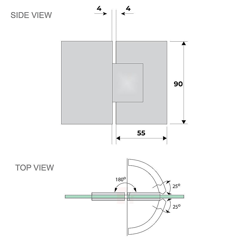 120x110cm Corner Frameless Shower Screen with Black Brackets and Brass Hinges, Square Double Pull Handle