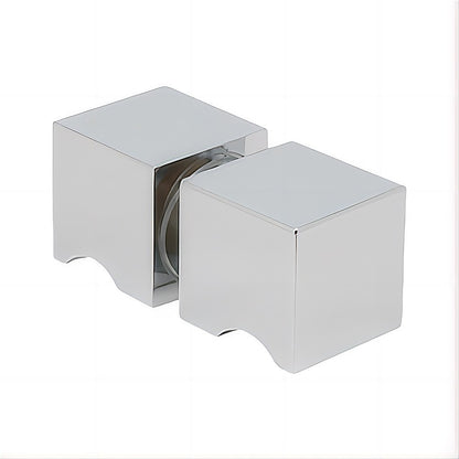 120x120cm Corner Frameless Shower Screen with Chrome Channel and Brass Hinges, Square Knob Handle
