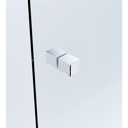 120x120cm Corner Frameless Shower Screen with Chrome Channel and Brass Hinges, Square Knob Handle