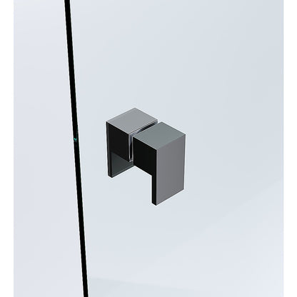120x120cm Corner Frameless Shower Screen with Black Channel and Brass Hinges, Square Double Pull Handle