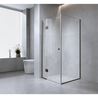 120x120cm Corner Frameless Shower Screen with Chrome Channel and Brass Hinges