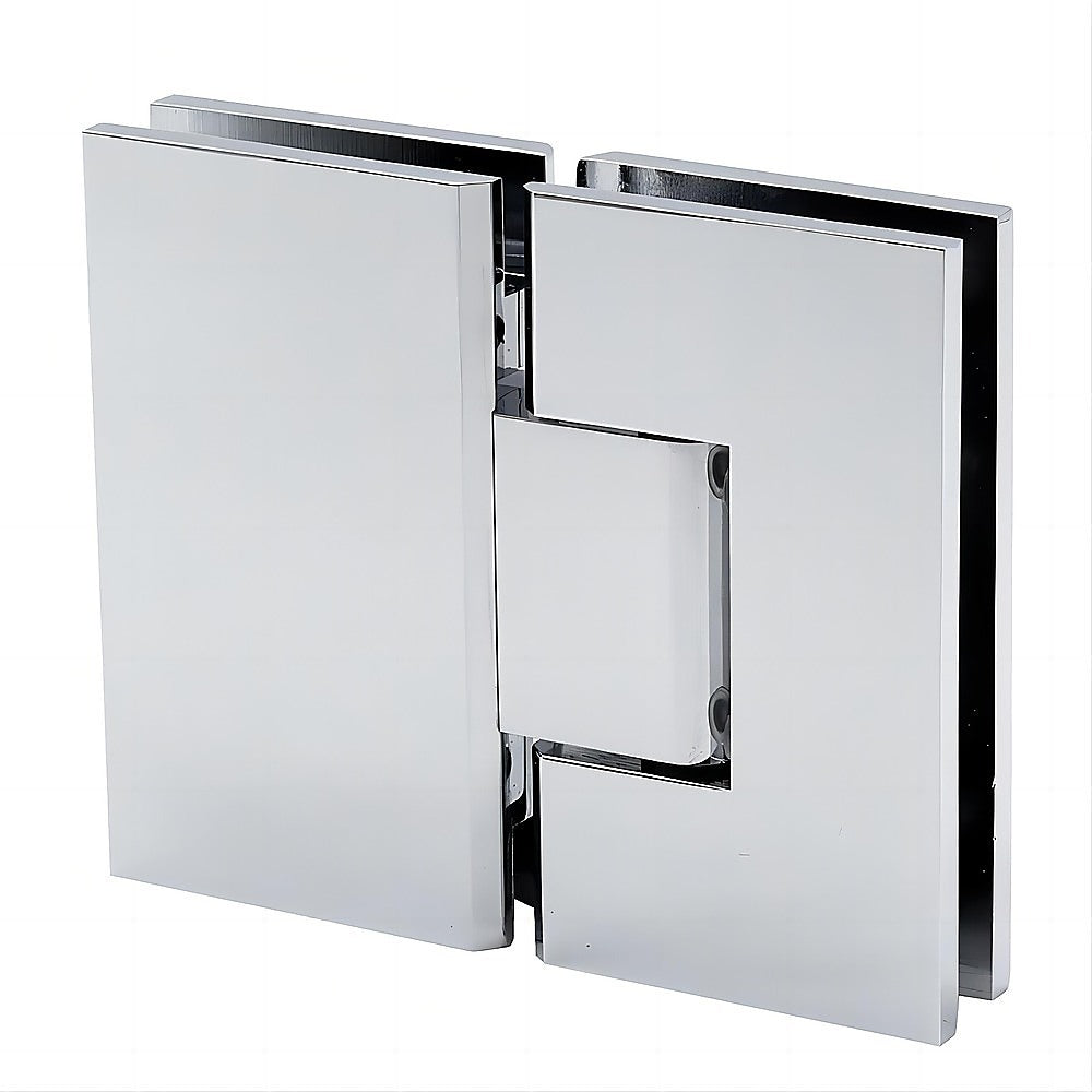 120x120cm Corner Frameless Shower Screen with Chrome Channel and Brass Hinges