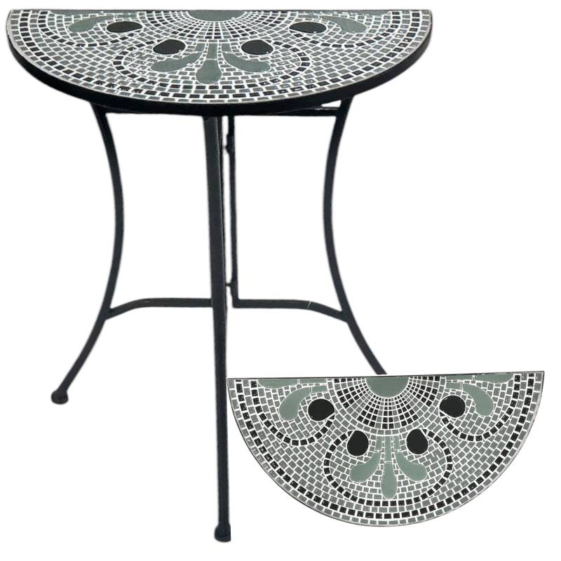 Tuscan Serenity outdoor mosaic ceramic tile table 60 by 69 centimetres on metal base