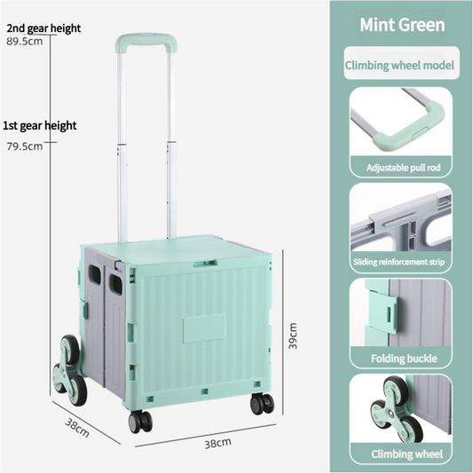 Nordic Green Climbing Wheel Folding Cart - Compact and Durable for Outdoor Camping and Picnics