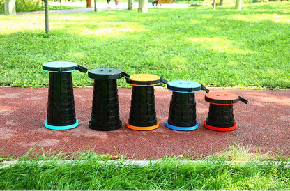 Black and Blue Splicing Color Portable Outdoor Telescopic Folding Stool with 100 Weight-Bearing Buckles, Lightweight and Compact Design, Perfect for Fishing, Camping, and Travel