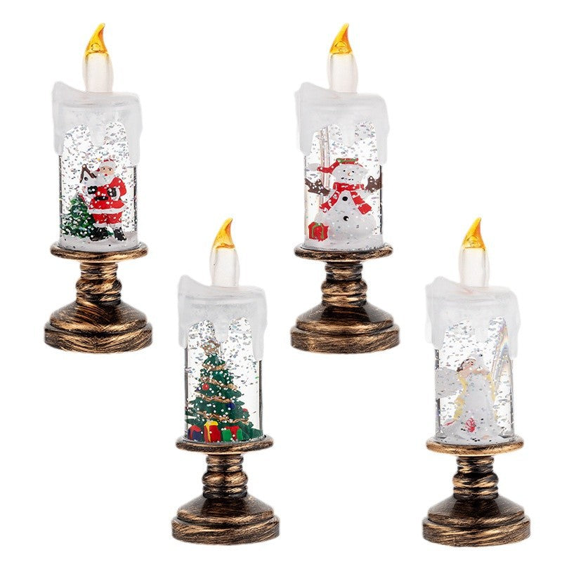 (A set of four) Festive Christmas Candle Lights with Snow Globe Decor - Perfect Creative Holiday Gift