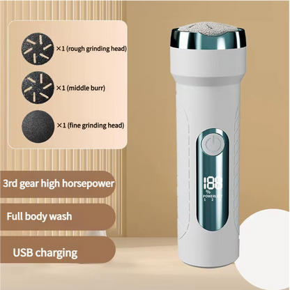 Black Waterproof Electric Foot File with LED Display - Rechargeable Callus Remover