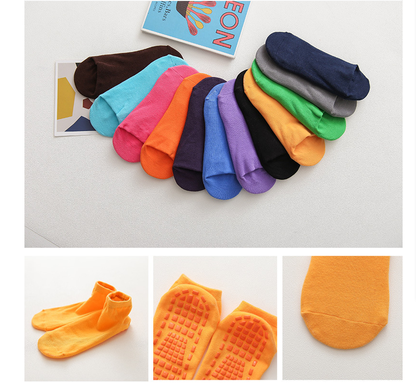 Ten Pairs Of Yellow Kids Non-Slip Trampoline Socks  for Playground Early Education and Yoga Unisex Anti-Skid Floor Socks for 1-5 Years