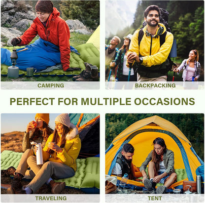 Green 190cm Ultra-Light Foot Pump Inflatable Camping Sleeping Pad