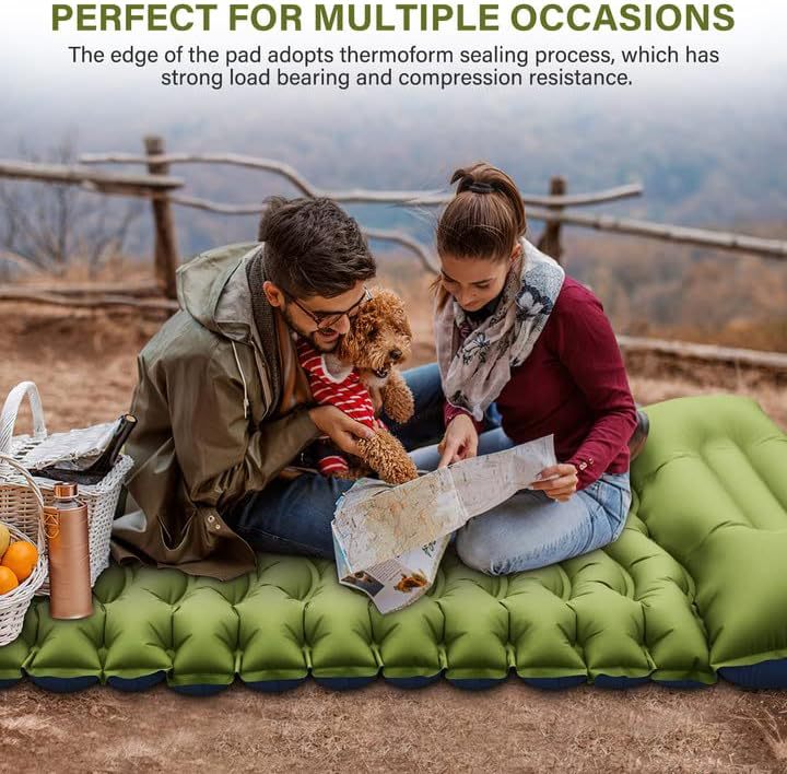 Grey 190cm Ultra-Light Foot Pump Inflatable Camping Sleeping Pad