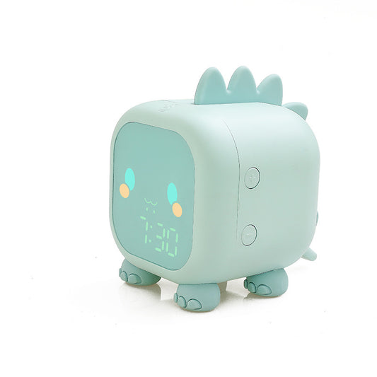 Cute Dinosaur Digital Alarm Clock- Sleep Trainer, Night Light, 6 Ringtones & Temperature Display(pink)