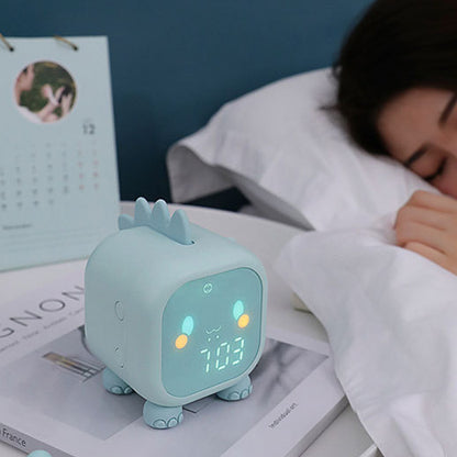 Cute Dinosaur Digital Alarm Clock- Sleep Trainer, Night Light, 6 Ringtones & Temperature Display(pink)