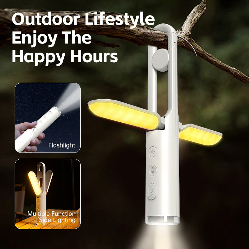 Multi-Function Folding LED Camping Lantern & Flashlight - USB Rechargeable, 3 Light Modes + SOS(Black)