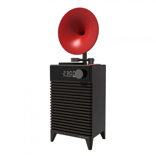 Art Deco Retro Bluetooth Speaker with Gramophone Horn & Ambient Light - Multi-Function Audio Player(black)
