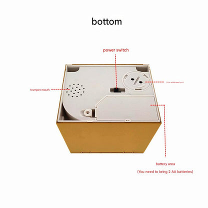 Adorable Cat Stealing Coin Piggy Bank - Automatic Money Saving Box for Kids & Adults(English yellow cat)
