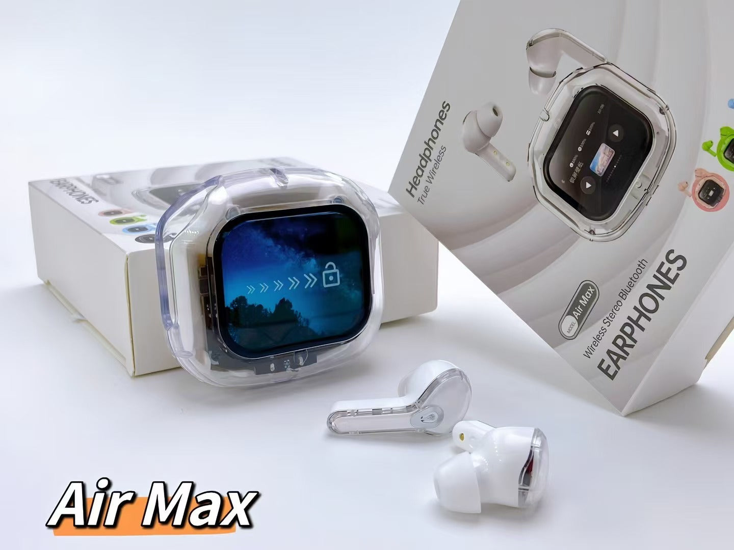 Transparent TWS Wireless Earbuds with Smart Call Noise Reduction & LED Display Case - Bluetooth 5.4(white)
