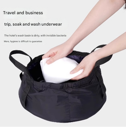 2 Pcs Black Ultra-Lightweight Collapsible Travel Basin - Waterproof Folding Bucket for Camping, Hiking & Outdoors (8.5L)