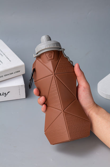 Black and Black Cup Lid Ultimate Foldable Silicone Water Bottle - Lightweight Leakproof Travel & Sports Hydration - 700ml