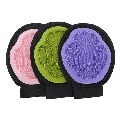 Purple 3-Pack Gentle Pet Grooming Glove - Deshedding, Bathing & Massage Mitt for Dogs & Cats, Breathable & Adjustable