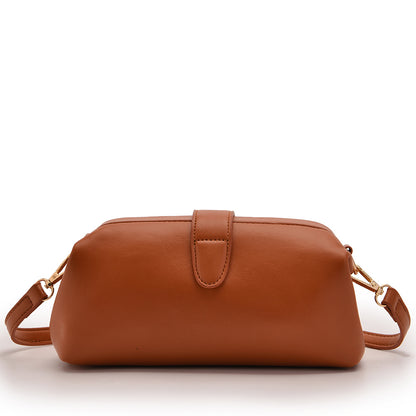 Brown Chic Vintage Inspired PU Leather Crossbody Bag - Small Frame Doctor Style Purse with Adjustable Strap