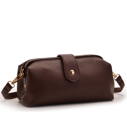 Coffee Chic Vintage Inspired PU Leather Crossbody Bag - Small Frame Doctor Style Purse with Adjustable Strap